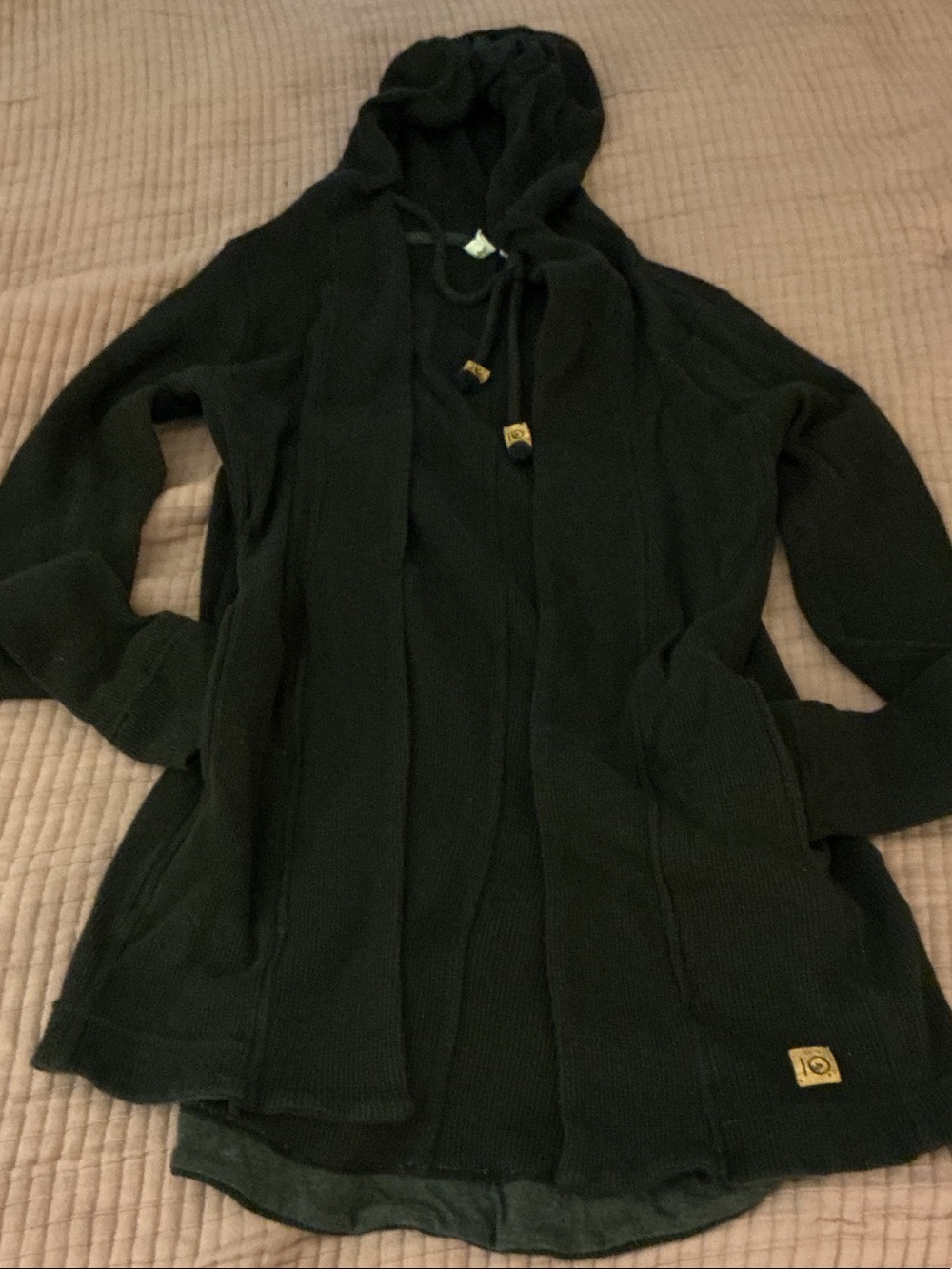 Ten tree Women’s Hooded Open-Front Knit Coatigan in black
